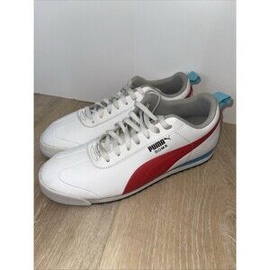 PUMA Roma Game Sneakers  White Leather Upper and Signature Red Formstrip Size 11